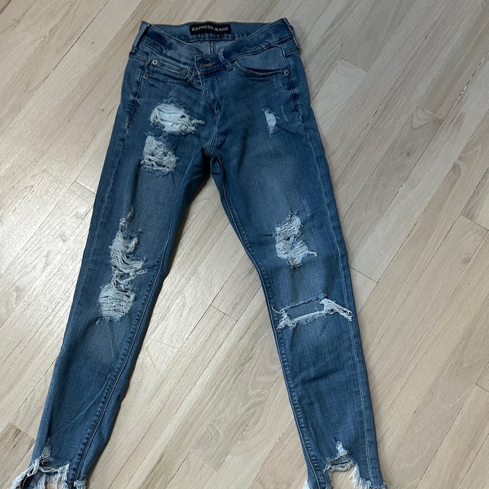 Charlotte Russe Distressed Skinny Jeans in Blue